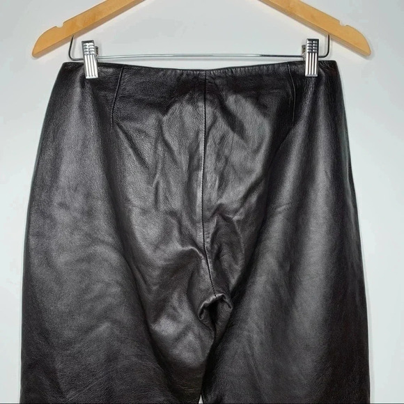 DKNY NWOT 100% Leather Black Mid Rise Bootcut Pants Size 8 - Picture 8 of 11